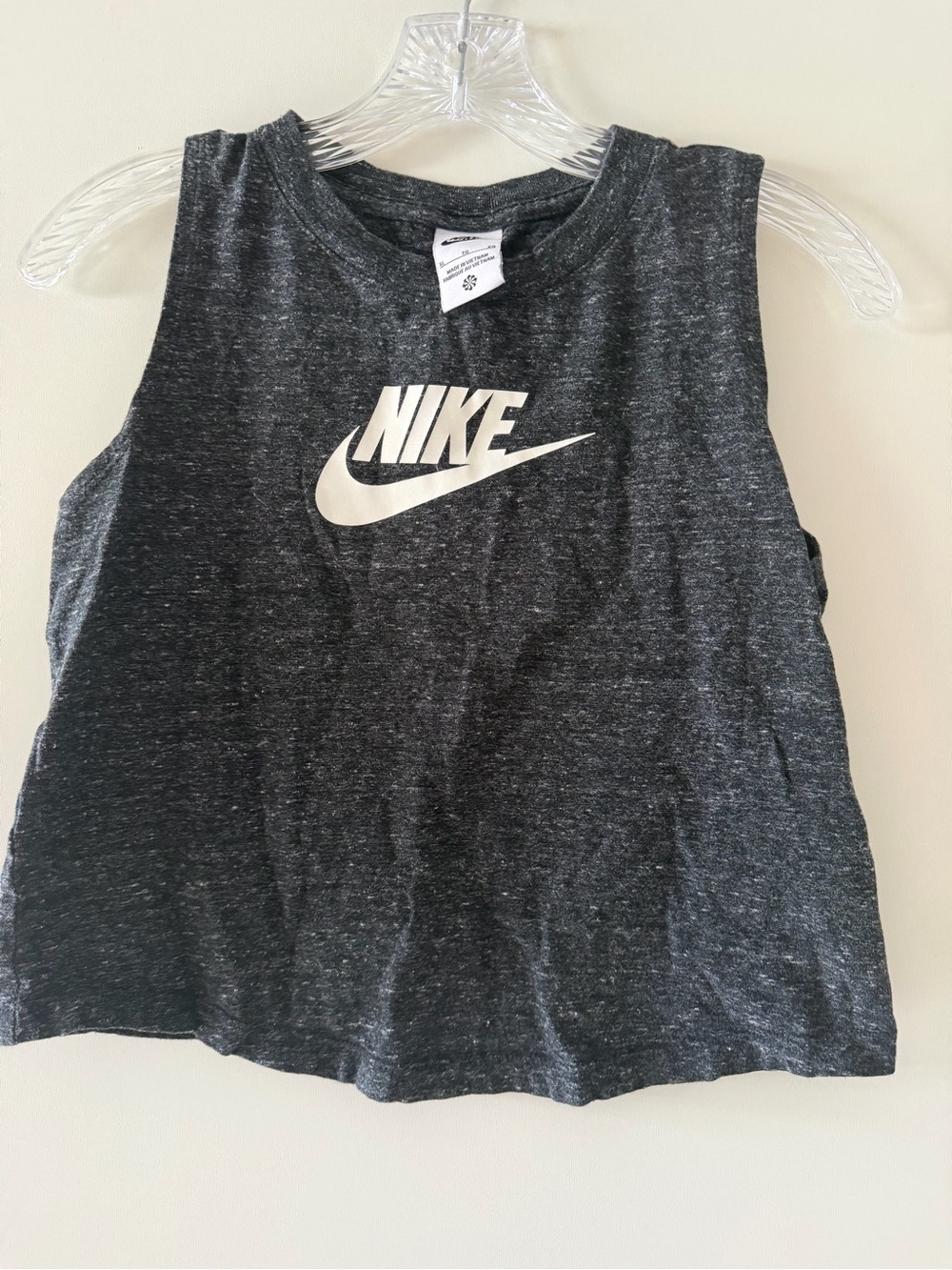 Nike Black Heather Tank Top with White Swoosh 100% cotton